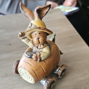 Adorable Bunny Figurine in Car